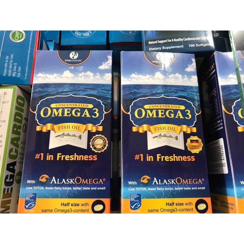 VIÊN DẦU CÁ OMEGA  ALASKOMEGA®3 FISH OIL  (100 viên) (SẢN XUẤT TẠI ĐỨC) SẢN PHẨM CỦA VITA SIGNATURE  omega3