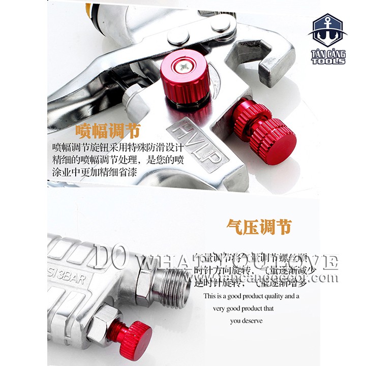 Súng Phun Sơn Gravity Feed HVLP E300 700 cc Bình Trên