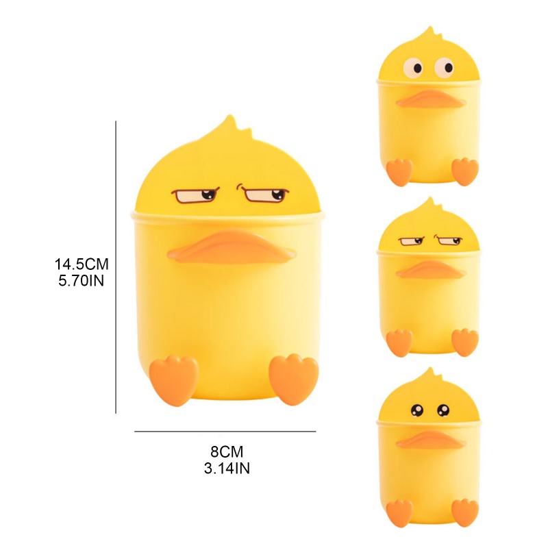 Hộp Đựng Vật Dụng Gắn Tường Có Móc Đa Năng Hình Vịt Vàng Cho Nhà Bếp Phòng Tắm