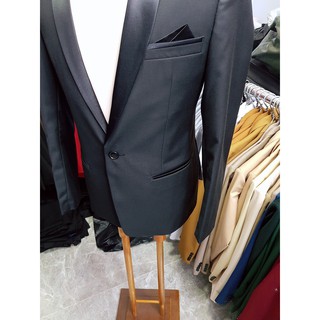 [Cổ Sam] Áo vest nam form ôm màu đen tặng cà vạt đen + hộp đựng