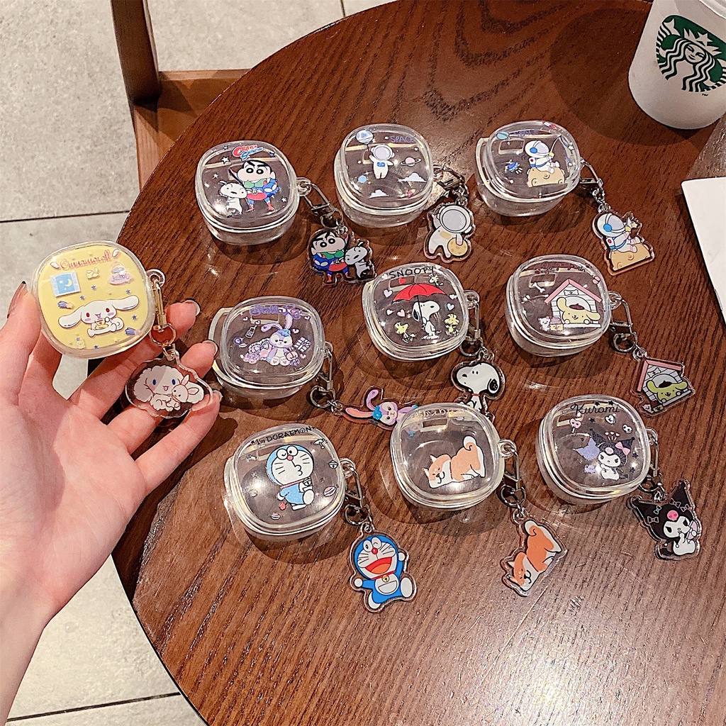 Vỏ Bọc Hộp Sạc Tai Nghe Baseus Encok WM01 Bằng TPU Mềm Trong Suốt Chống Sốc Họa Tiết Hoạt Hình Kèm Móc Khóa Đơn Giản