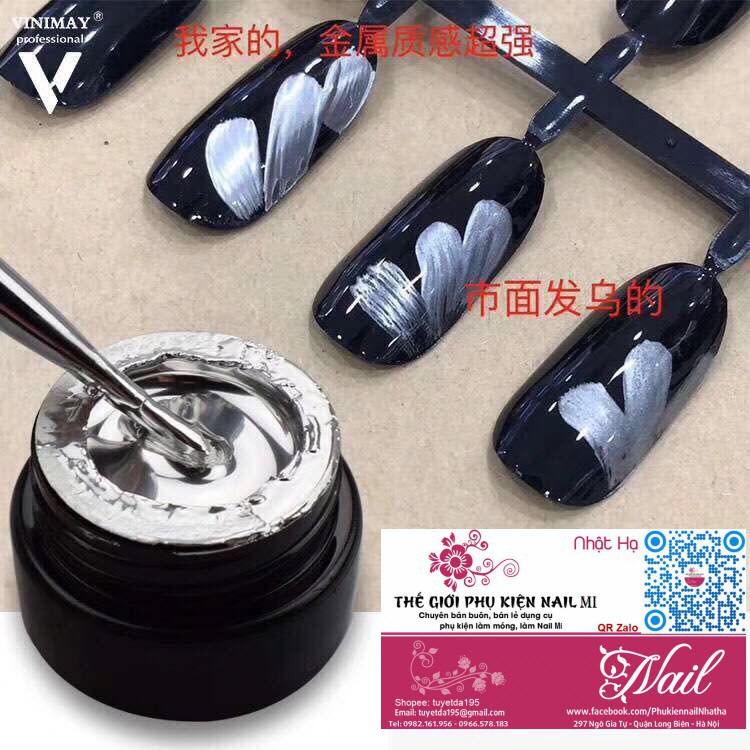 Gel Vẽ Metal Hiệu Vinimay - Sang Trọng Trong Từng Nét Vẽ - 3 màu  Bạc(Silver), Vàng(Gold), Hồng(Rose Gold)