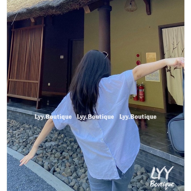Áo sơ mi nữ kẻ đũi linen khuy lưng áo kiểu ULLZANG HOT HIT siêu xinh 3 màu freesize LYY BOUTIQUE | BigBuy360 - bigbuy360.vn