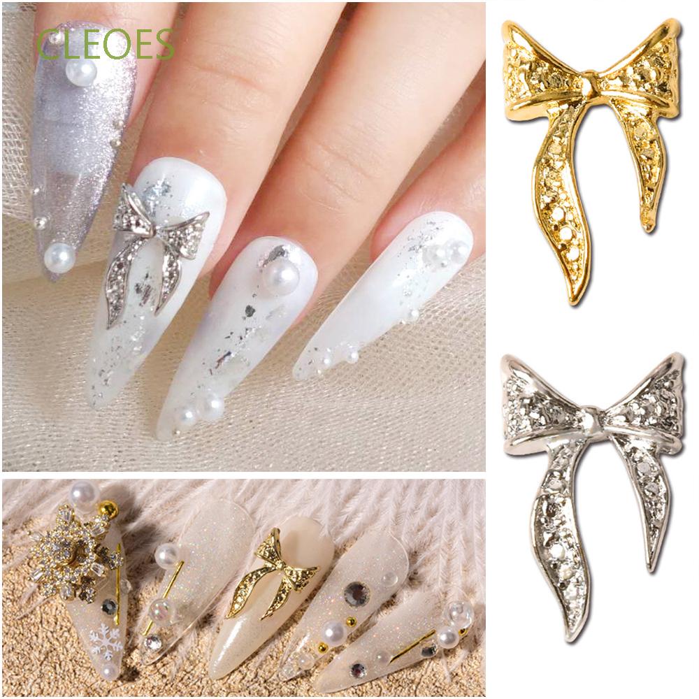 [Hàng mới về] 20 Hạt phụ kiện trang trí móng tay hình nơ 3d bằng hợp kim tự làm