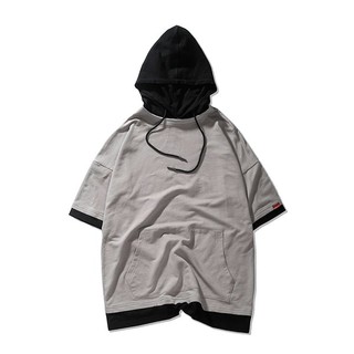 Áo Hoodie nam nữ tay ngắn màu xám AHDT207 - AHDT302 - Phong Cách Streetwear Unisex - Vải Cotton 100% - Hàng Xịn Chất
