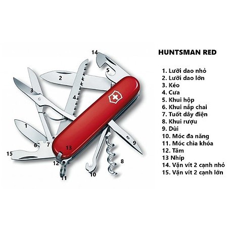 Dụng Cụ Đa Năng Victorinox Multiuso Huntsman - Dụng cụ chuyên dụng không thể thiếu trong chuyến đi phượt hay dã ngoại