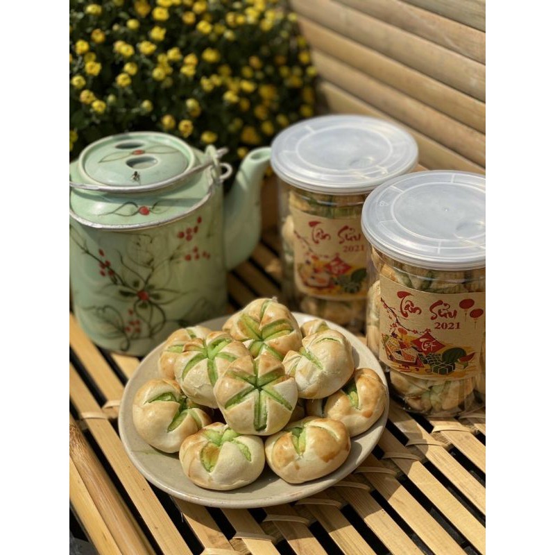 Bánh đậu xanh lá dứa đồng tiền 300g