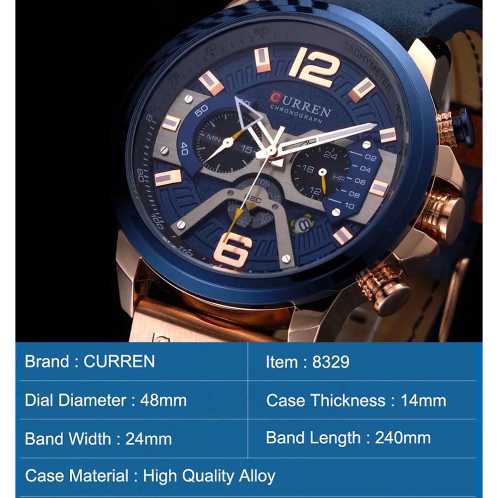 Đồng Hồ Nam Curren Chống Nước Dây Da Cao Cấp 8329 Full Box