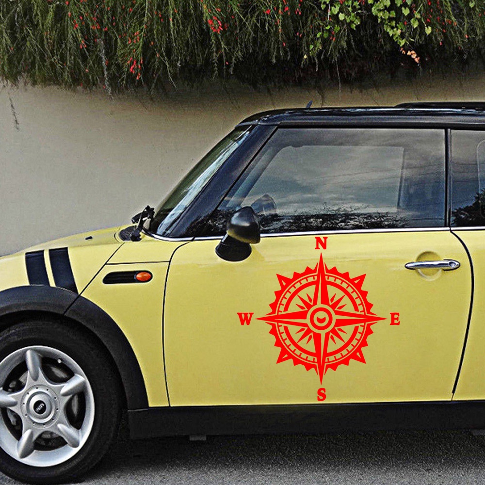 Miếng Dán Vinyl Chống Nước Hình La Bàn Hoạt Hình Vui Nhộn Cho Xe Mazda Cruze Peugeot