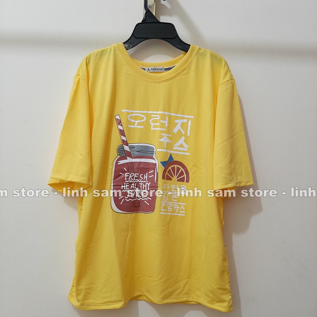 Áo thun tay lỡ SAM CLO freesize phông form rộng Unisex, mặc lớp, nhóm, cặp in hình ly nước FRESH HEALTHY JUICE | BigBuy360 - bigbuy360.vn