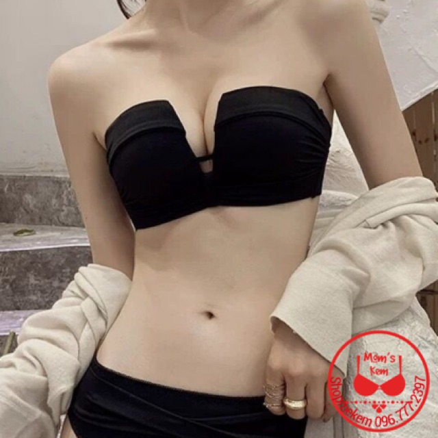 Bộ đồ lót nữ, áo lót nữ, áo ngực nữ AL308 cúp ngang không gọng đệm dày nâng ngực chống xệ mút kép,khoét ngực chữ V sexy