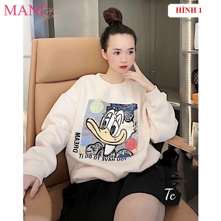 [Mã FAMARAL1 giảm 10K đơn 50K] Áo sweater nữ form rộng kiểu áo nỉ thun unisex in hoạ tiết phong cách ulzzang hàn quốc
