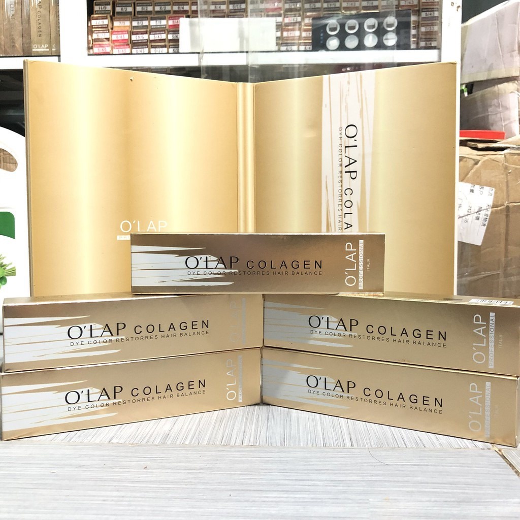 Màu nhuộm tóc OLAP COLLAGEN nhuộm tóc không tẩy lên từ nền đen tự nhiên