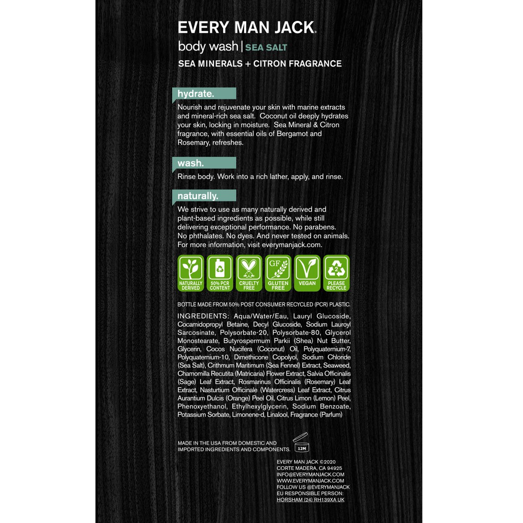 [FREESHIP] Sữa Tắm Every Man Jack Sea Salt Body Wash 500ML