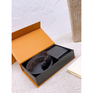 Hộp quà thắt lưng + ví nam LV Louis-Vuitton da bê cao cấp chuẩn Au nhập khẩu new fullbox