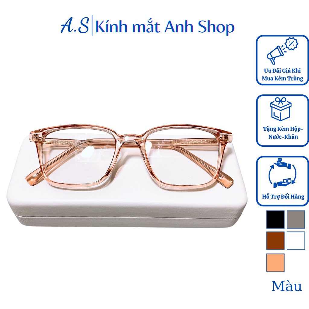 Gọng kính cận vuông nam nữ chất liệu nhựa dẻo lõi kim loại bền đẹp 17134A