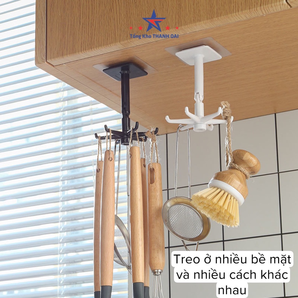 Móc dán tường treo đồ nhà bếp treo quần áo chìa khóa siêu dính đa năng xoay 360*