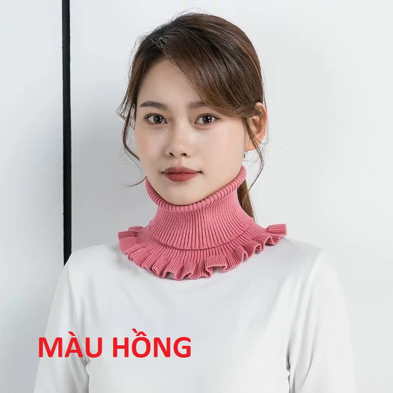 Khăn choàng cổ giả len dệt kim cổ lọ ấm áp thời trang