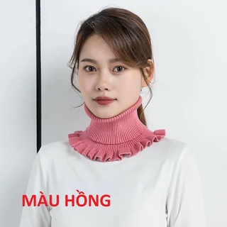 Khăn choàng cổ giả len dệt kim cổ lọ ấm áp thời trang