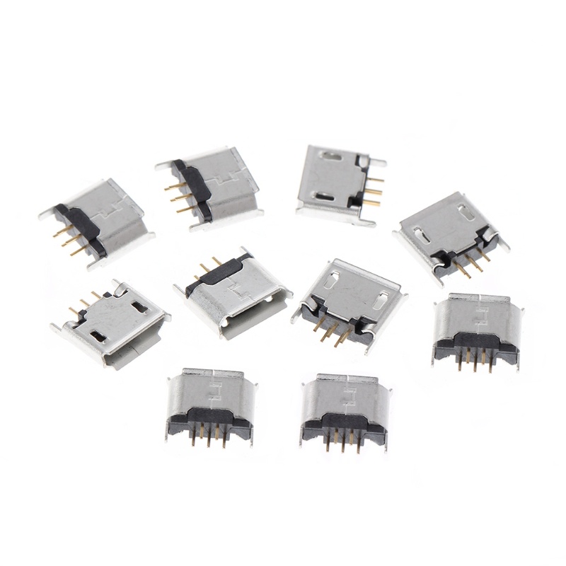 Set 10 Giắc Cắm Micro USB Loại B 180 Độ 5-Pin SMD SMT Chuyên Dụng