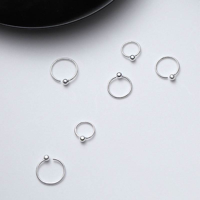 Khuyên tai mạ bạc 925 hình tròn đơn giản thời trang Hàn Quốc dành cho nữ