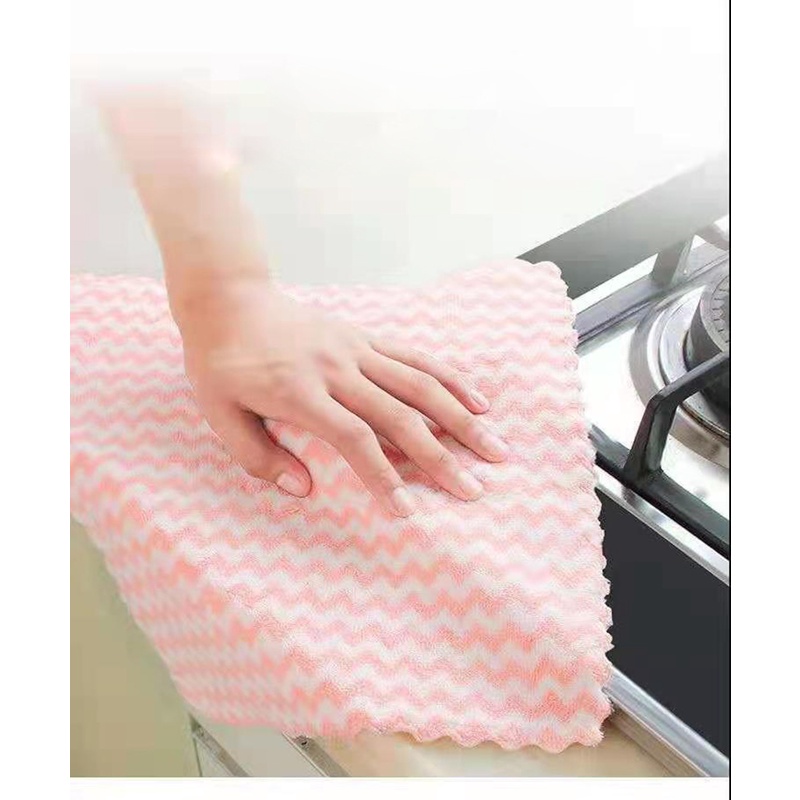 1 Khăn Lau Chén Dĩa Bằng Len San Hô Dày Dặn Chống Dính Dầu Tiện Dụng Cho Nhà Bếp