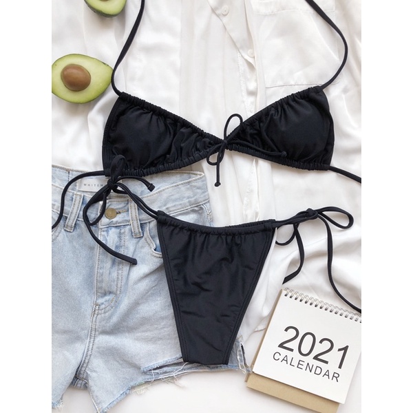 [BKN1225] &lt;ÂU&gt; SET BIKINI TRIANGLE ĐEN/XANH BLUE/HỒNG