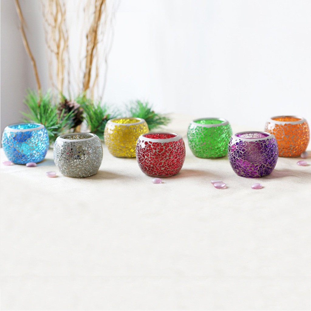 Giá Đỡ Đèn Cầy Bằng Thủy Tinh Khảm Mosaic