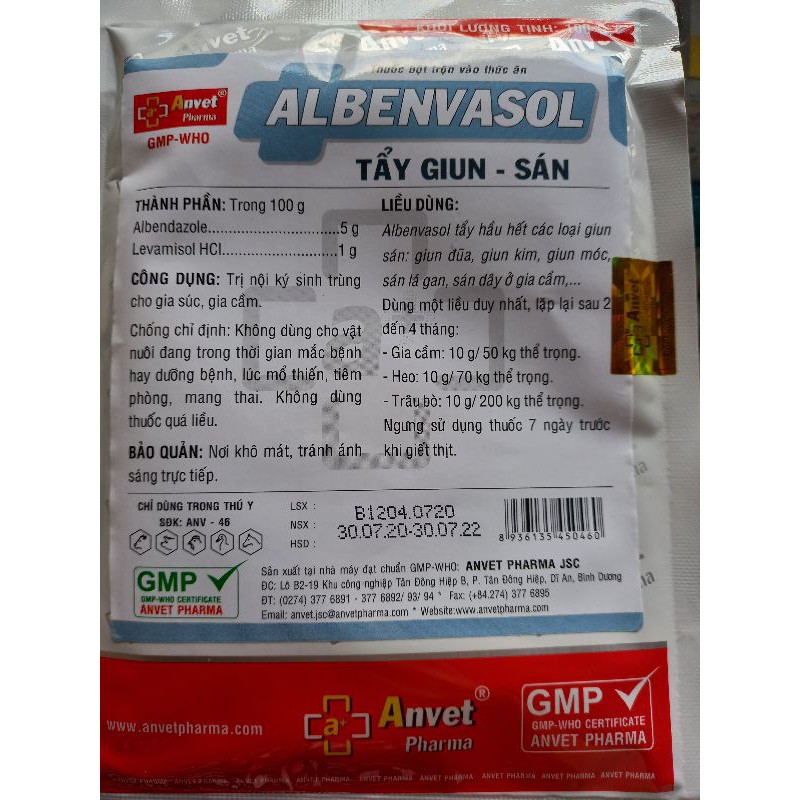 100gr Albenvasol dùng cho gia súc gia cầm