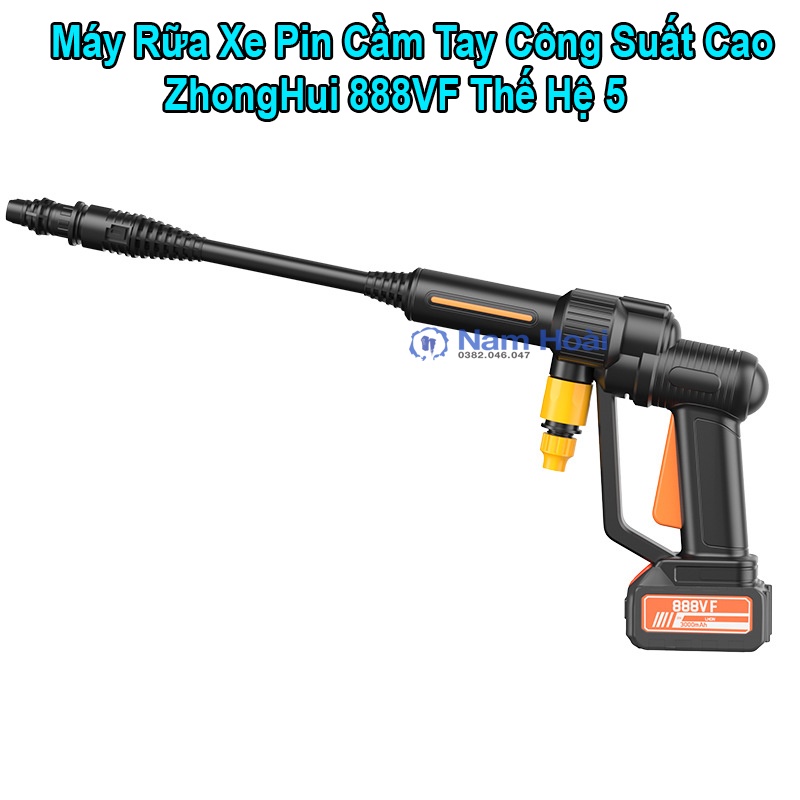 Máy rửa xe cầm tay công suất cao ZhongHui 888VF 750W thế hệ 5 bảo hành 12 tháng