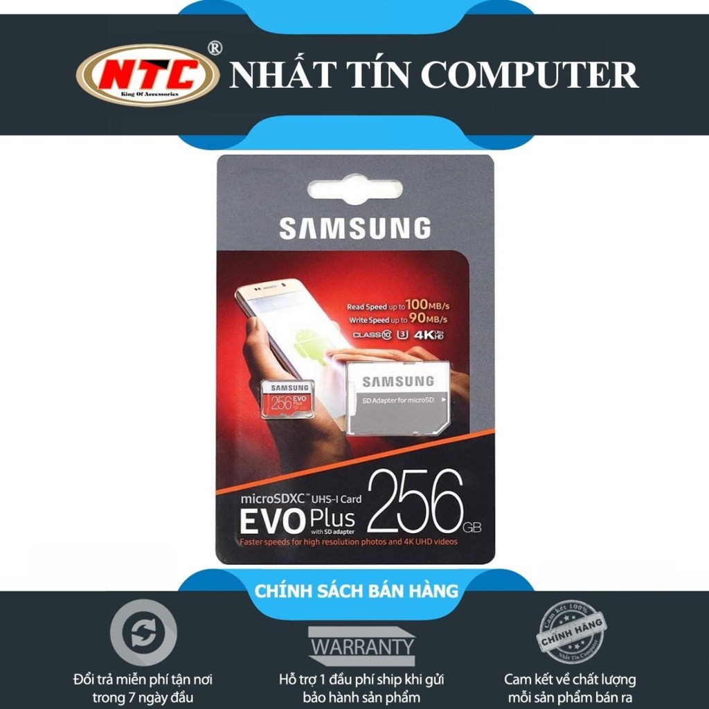  Thẻ Nhớ MicroSDXC Samsung Evo Plus 256GB UHS-I U3 4K 100MB/S Kèm Adapter - Box Anh (Đỏ