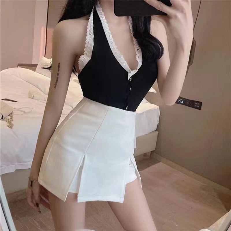 Quần giả váy nữ chữ A cạp cao xẻ tà có bigsize đẹp phong cách trẻ trung duyên dáng năng động Mely Fashion CV11