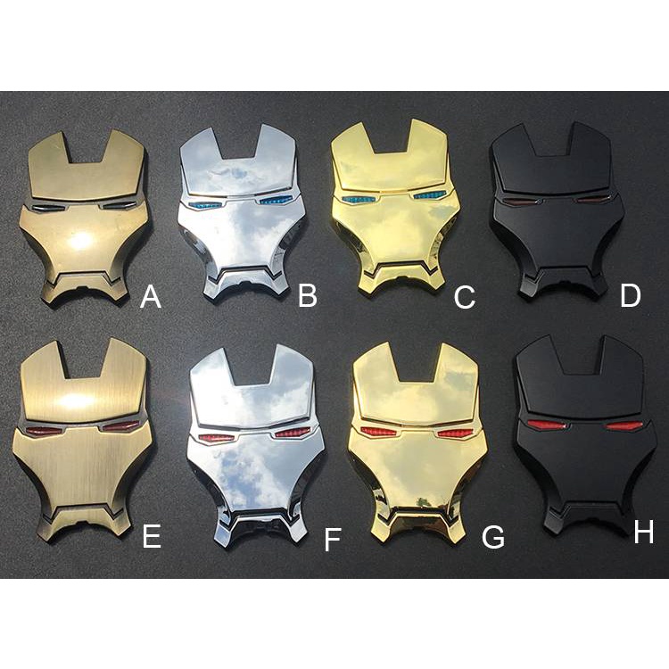 Logo dán trang trí xe hơi hình iron man 3d bằng kim loại