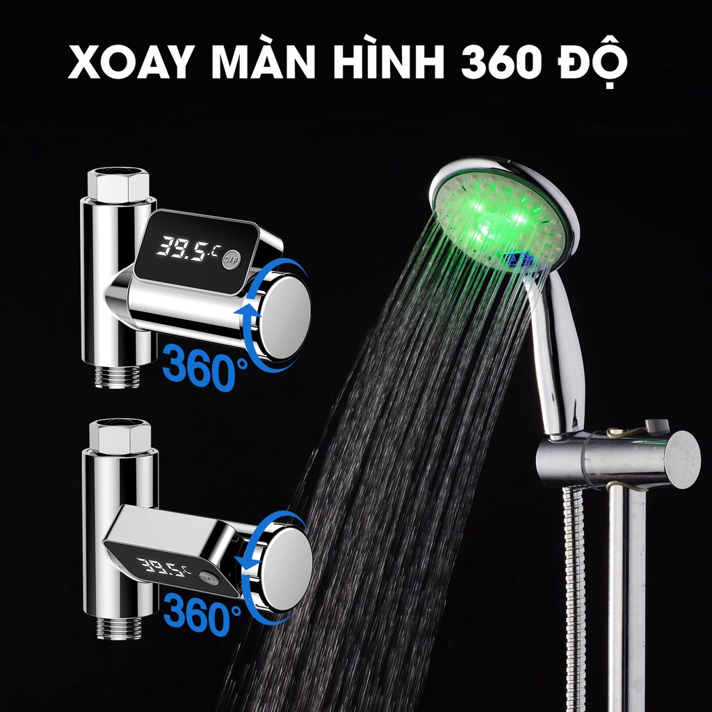 Thiết bị đo nhiệt độ nước vòi hoa sen nhà tắm, thích hợp cho trẻ em, hiển thị led