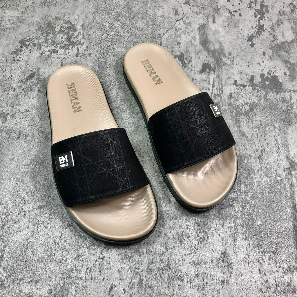 Dép nam quai ngang Beman B2, quai dép da sít nguyên tấm hai lớp cao cấp, đế cao su non nguyên khối 2 lớp