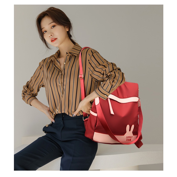 Ba Lô Vải Tổng Hợp Hai Ngăn Chống Trộm Phong Cách Thời Trang Mới Đơn Giản Cho Nữ