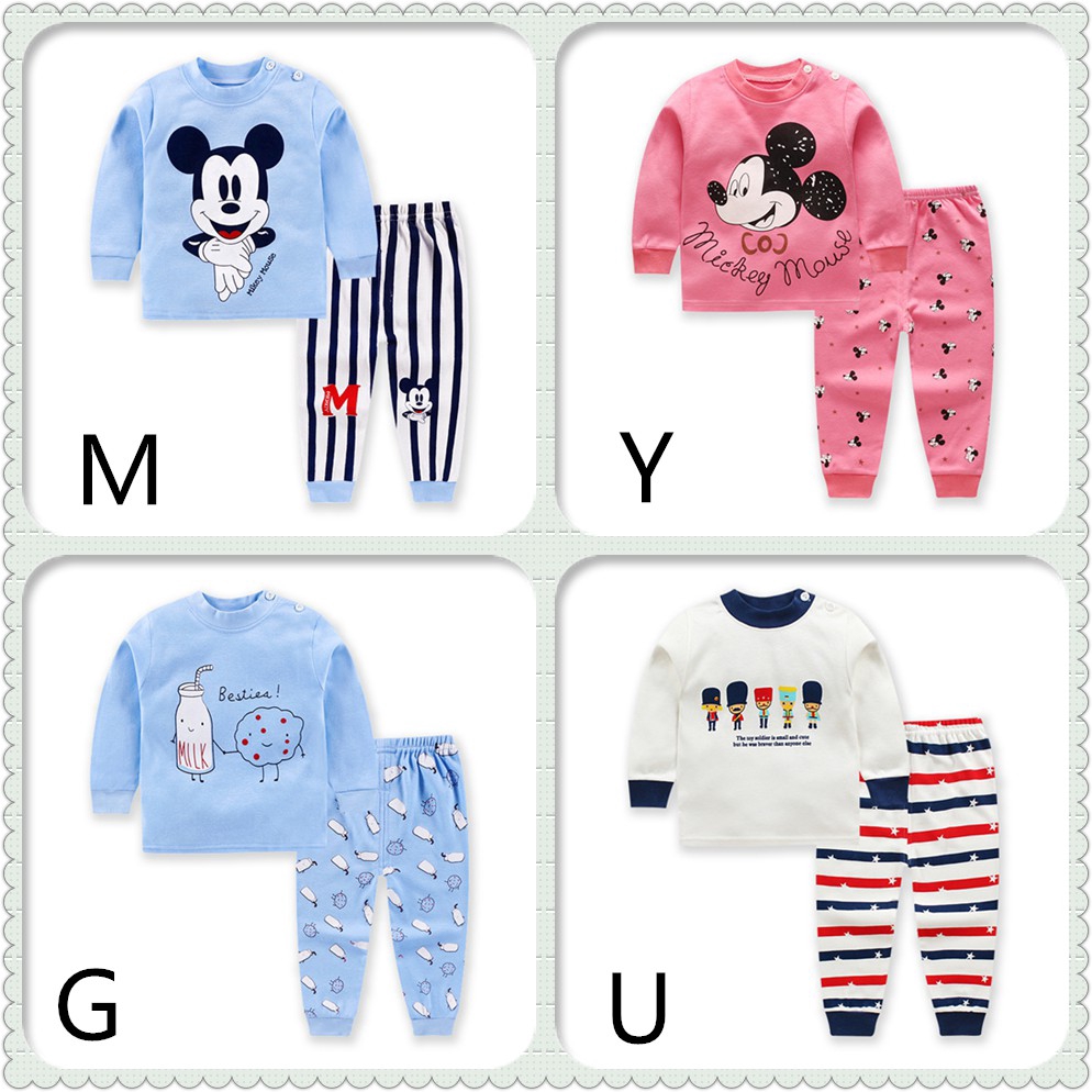 Set đồ tay dài cotton họa tiết hoạt hình dễ thương