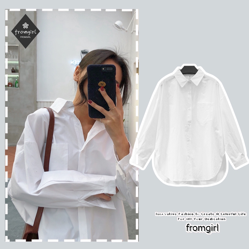 Áo sơ mi tay dài cổ bẻ thời trang Hàn Quốc cho nữ