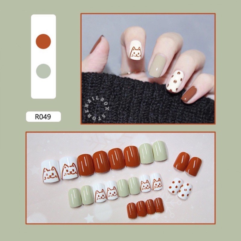 Bộ 24 móng giả N044 dáng móng ngắn ( Tặng kèm keo và dũa )
