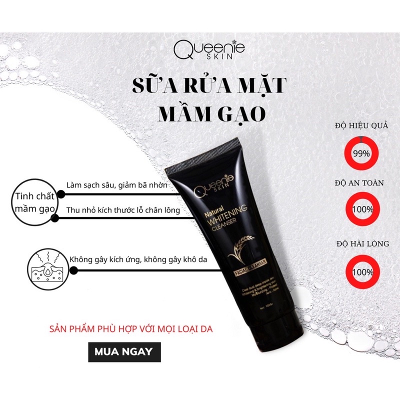 Sữa rữa mặt mầm gạo Queenie Skin chính hãng