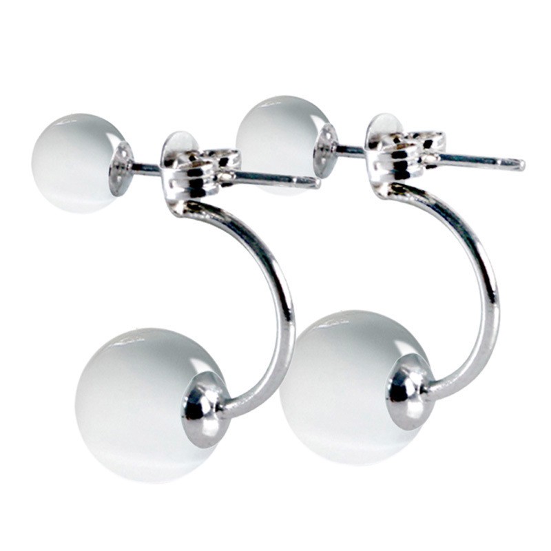 Đôi Khuyên Tai Mạ Bạc Đính Đá Phong Cách Hàn Quốc Cho Nữ