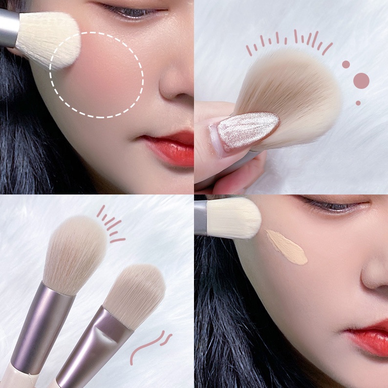 Cọ trang điểm make up cá nhân 8 món đầu lông mềm mại màu Pastel kèm túi Zip 🍀Clovershop68🍀