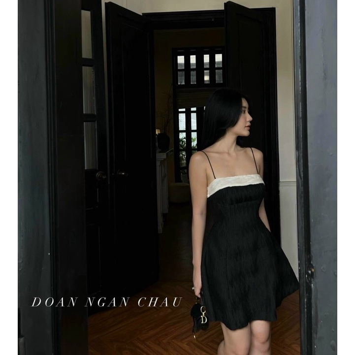 Đầm Váy 2 Dây Sớ Gỗ Cúp Ngực