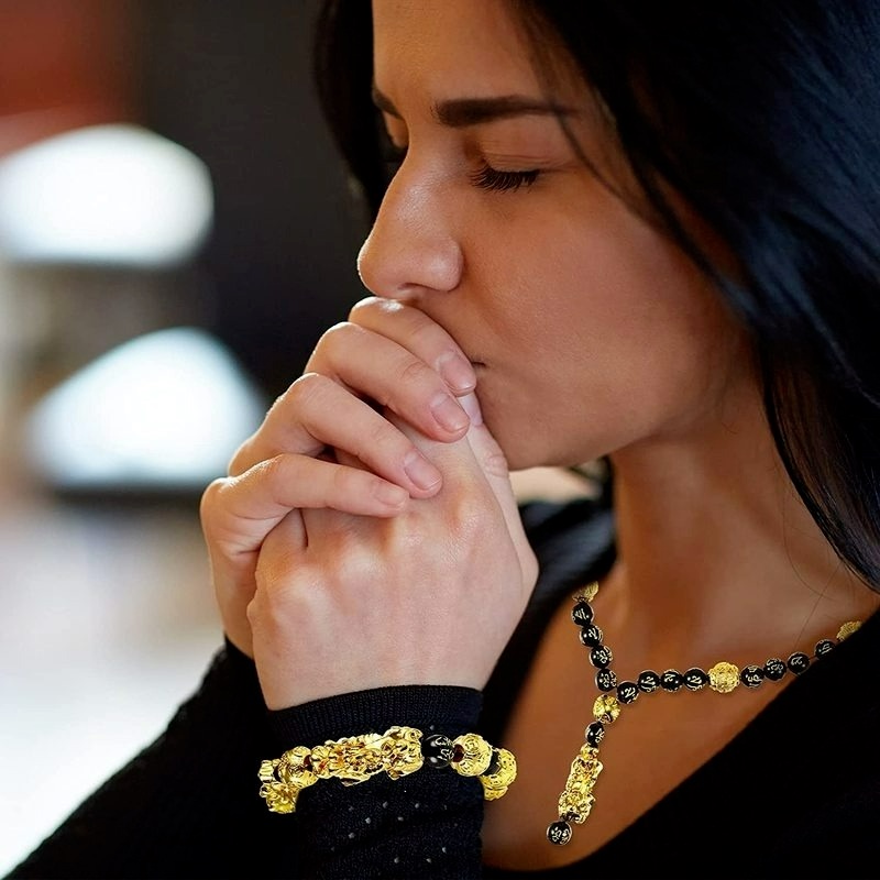 Chuỗi Hạt Đá Obsidian Tự Làm Làm Vòng Tay/Dây Chuyền May Mắn