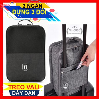 Túi Đựng Giày 3 Ngăn Thể Thao Đa Năng Gài Tay Kéo Vali