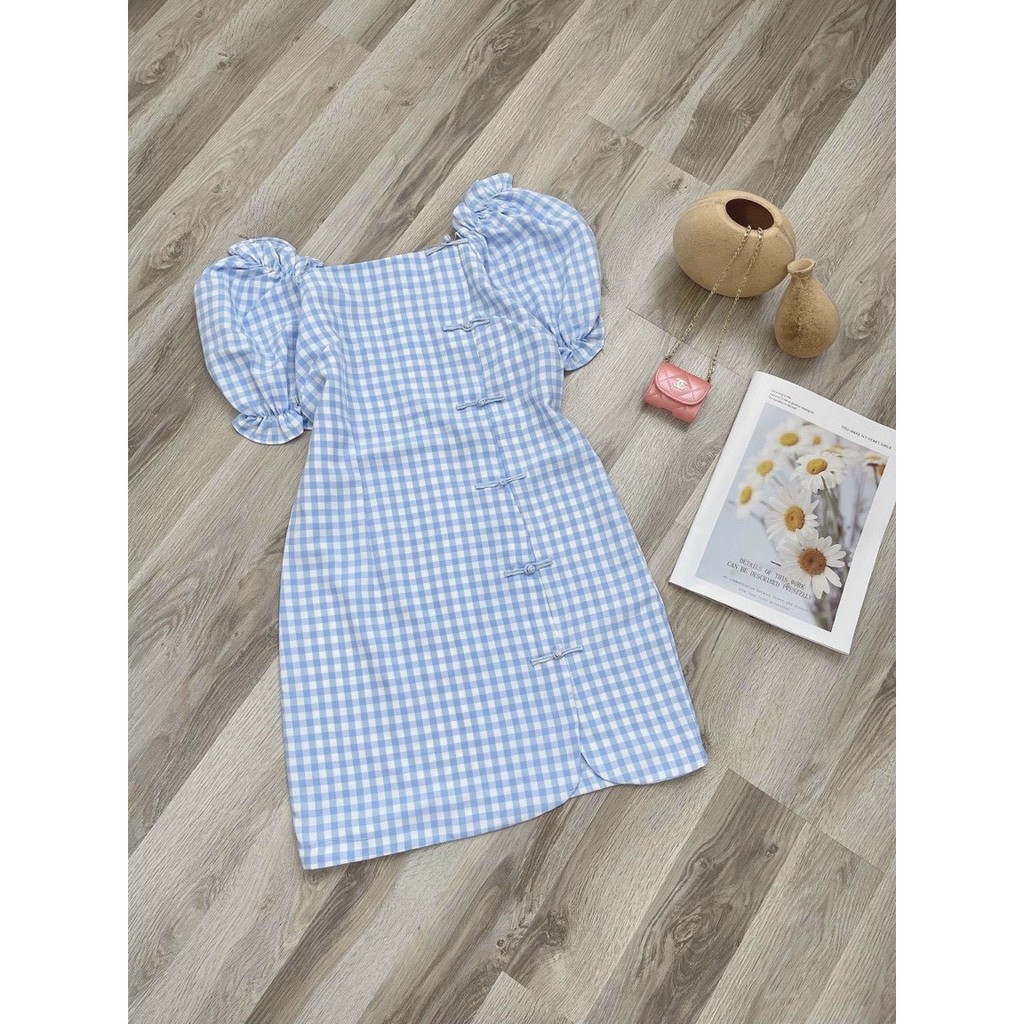 Đầm Body Bẹt Vai Caro Xanh Tay Ngắn Thiết Kế Kết Nút  Lạ Mắt Cực Xinh Cho Nữ Phong Cách Trẻ Trung Cá Tính. | BigBuy360 - bigbuy360.vn