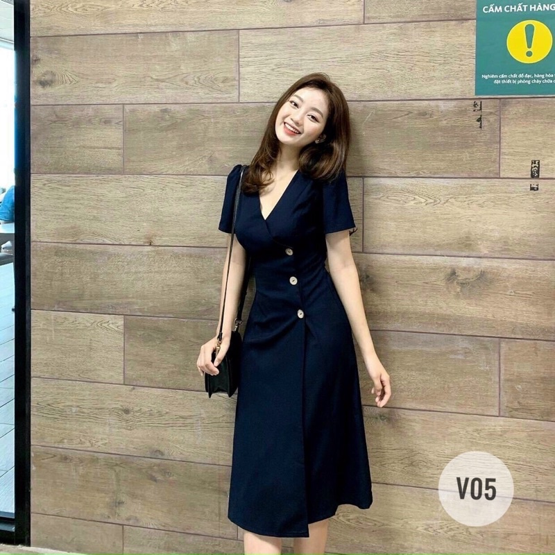 LIKEHER - ĐẦM THIẾT KẾ V05 DÁNG DÀI NÚT GỖ