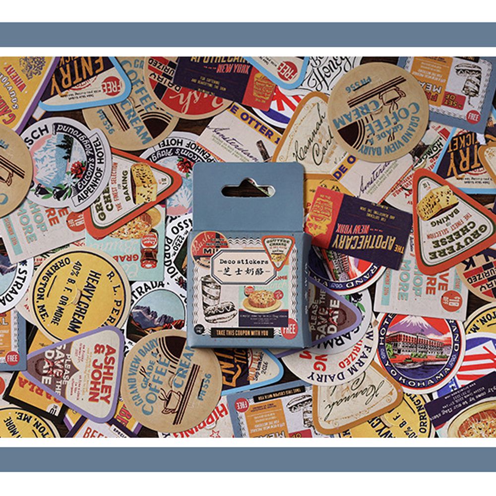 Bộ 46 miếng dán trang trí sổ tay họa tiết hành tinh phong cách cổ điển DIY