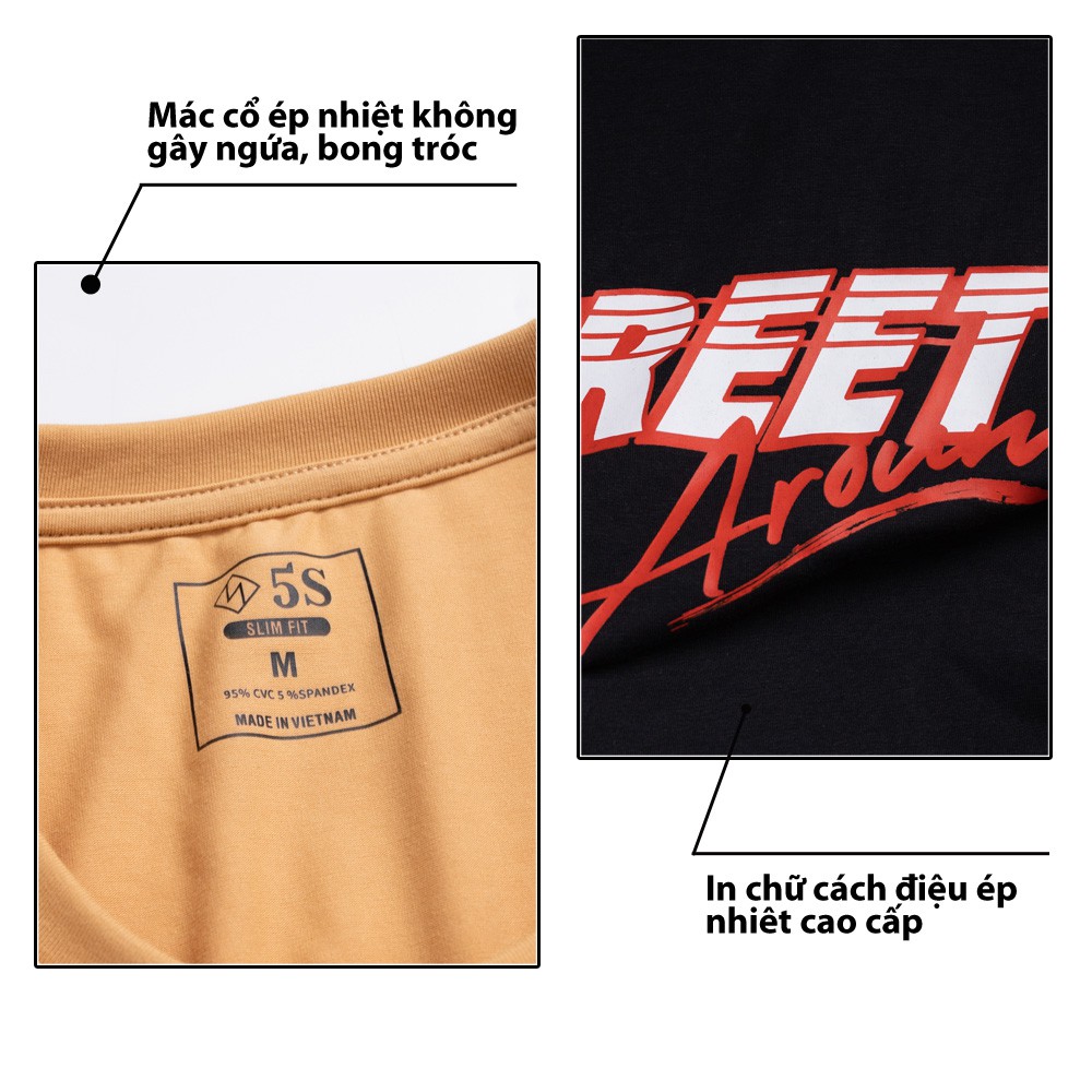 Áo Thun Nam Tay Ngắn Cổ Tròn 5S In Chữ (4 màu), Chất Cotton Mềm Mịn, Thấm Hút Mồ Hôi, Co Giãn Cực Tốt. | BigBuy360 - bigbuy360.vn