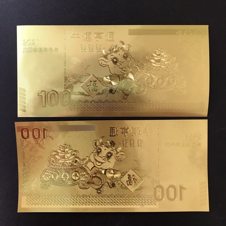 COMBO 5 Tờ Tiền Lưu Niệm 100 Hình Con Trâu Mạ Vàng Plastic May Mắn Tài Lộc | BigBuy360 - bigbuy360.vn